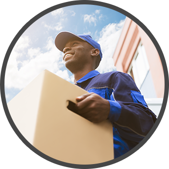 man delivering packages on time in sun lake area