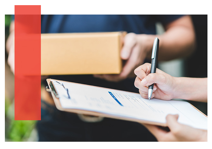 photo of someone signing for a delivery