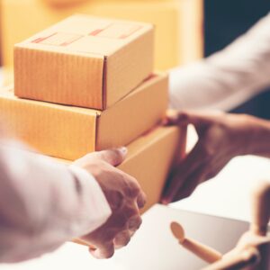 handing packages between two people