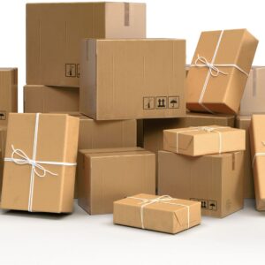 different sized boxes in a piles