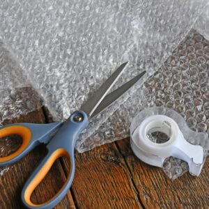 bubble wrap with scissors