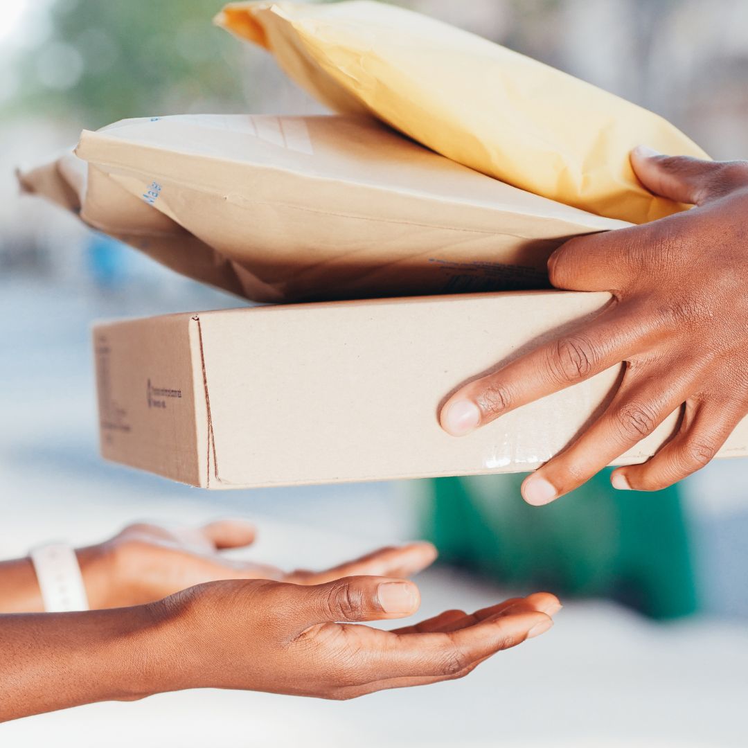 Long-distance courier delivering packages