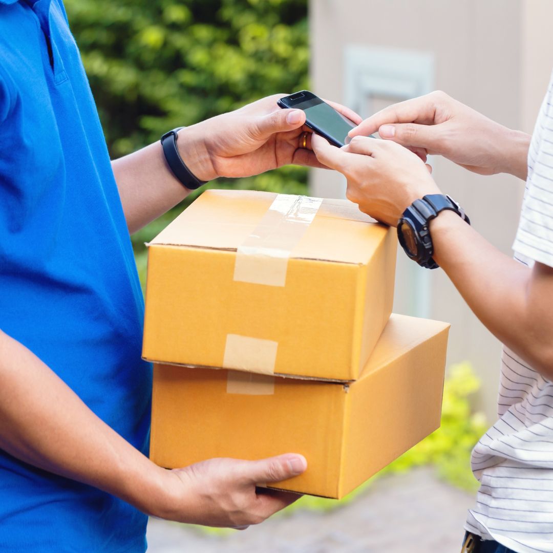 Long-distance courier delivering packages