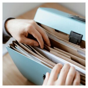 someone looking through documents