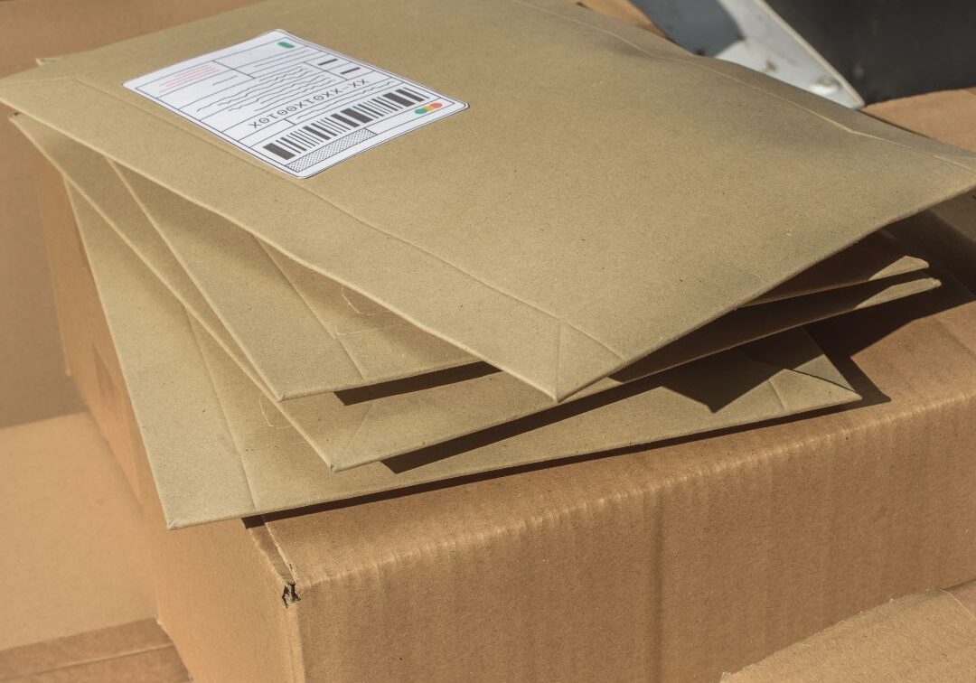 Various packages stacked on top of each other.