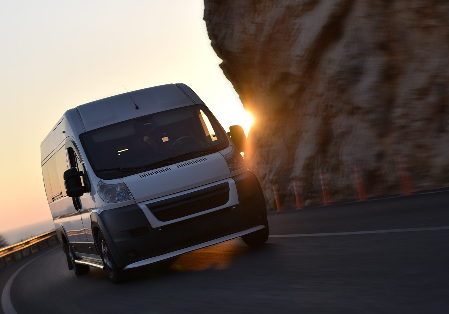 a delivery van going by really fast on an arizona freeway